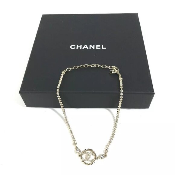 CHANEL 23B CC CC Mark Rhinestone Choker Accessories Necklace Unused - Picture 3 of 16